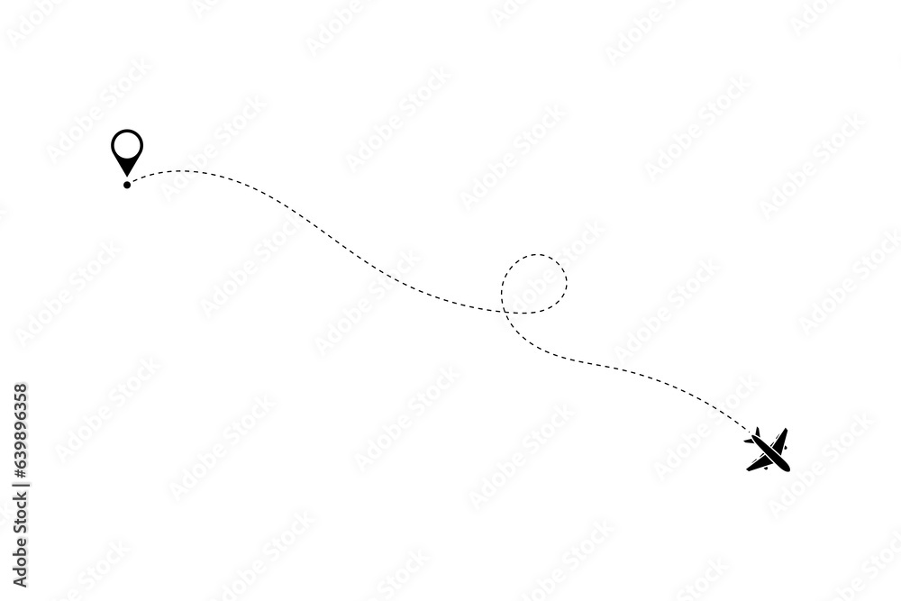 Fototapeta premium Route icon - two points with dotted path and location pin. Route location icon two pin sign and dotted line.