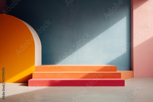 Abstract podium colorful space.