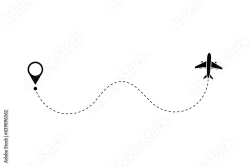 Route icon - two points with dotted path and location pin. Route location icon two pin sign and dotted line.