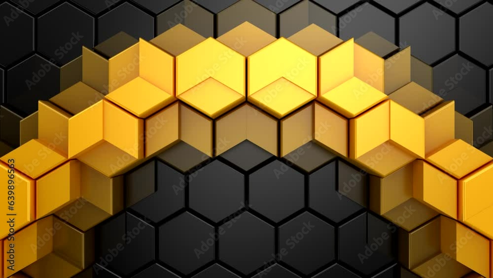 Geometric Shapes Form a Wave. Abstract motion, two color, 3d rendering, 4k resolution
