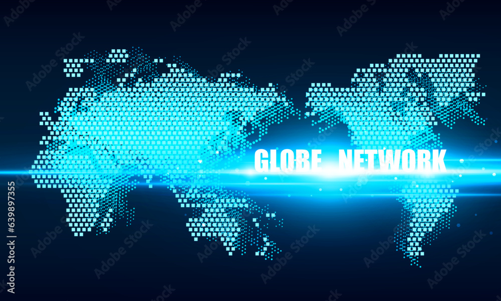 Globe network and Technology Globe. Digital earth map background ...
