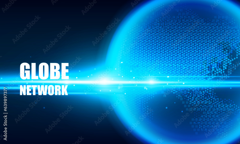 Globe network and Technology Globe. Digital earth map background ...