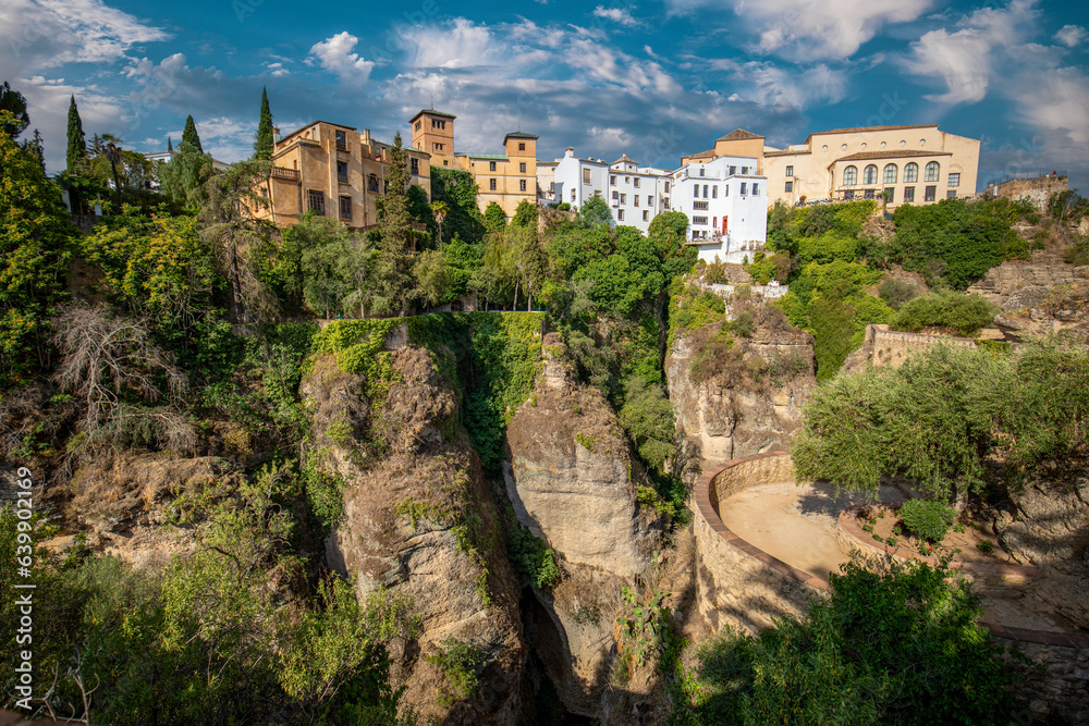 Generic view of the city of Ronda, Malaga, Spain, from one of its viewpoints, with the Tajo de Ronda in the foreground