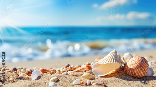 Seashells on the sandy seashore close-up © Veniamin Kraskov