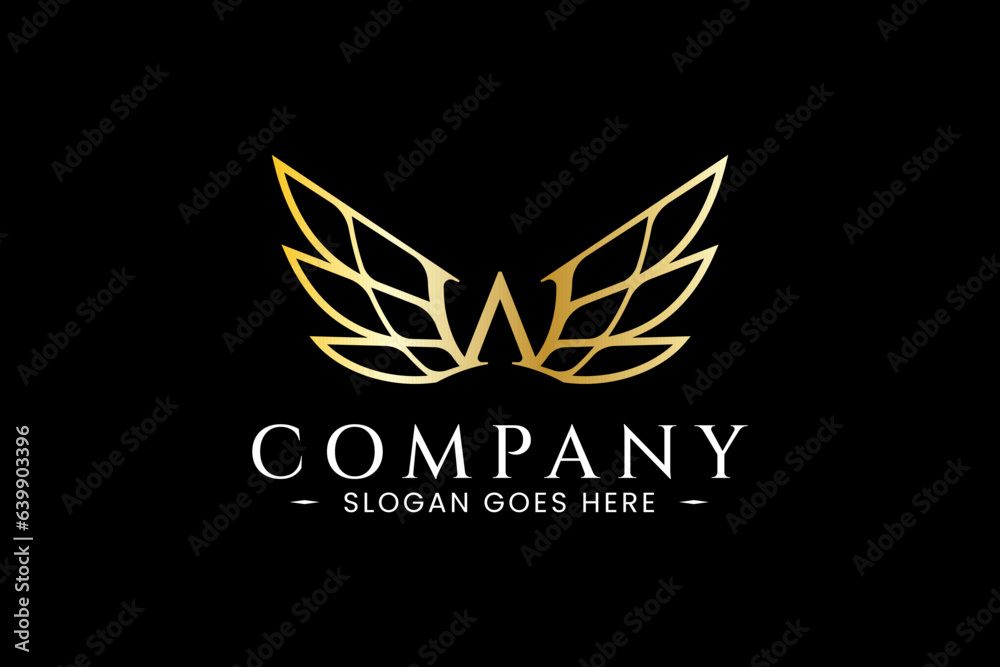 Letter W wings luxury monogram logo design template Letter W wings luxury monogram logo design template