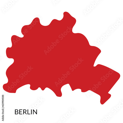Berlin map, German map. Map of Germany in red color