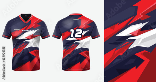 Sport jersey template mockup stripe line grunge abstract design for football soccer, racing, gaming, running red color