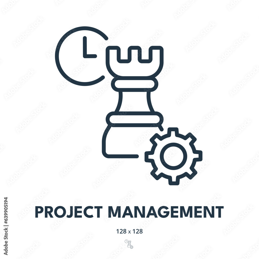 Project Management Icon. Plan, Task, Process. Editable Stroke. Simple Vector Icon