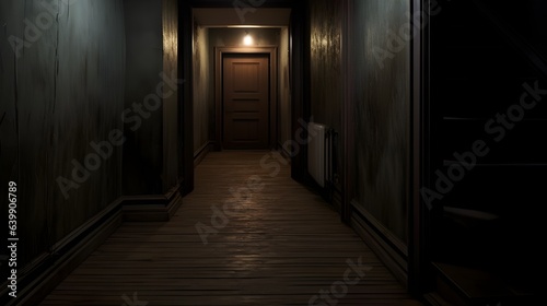 dark hallway in old abandoned house