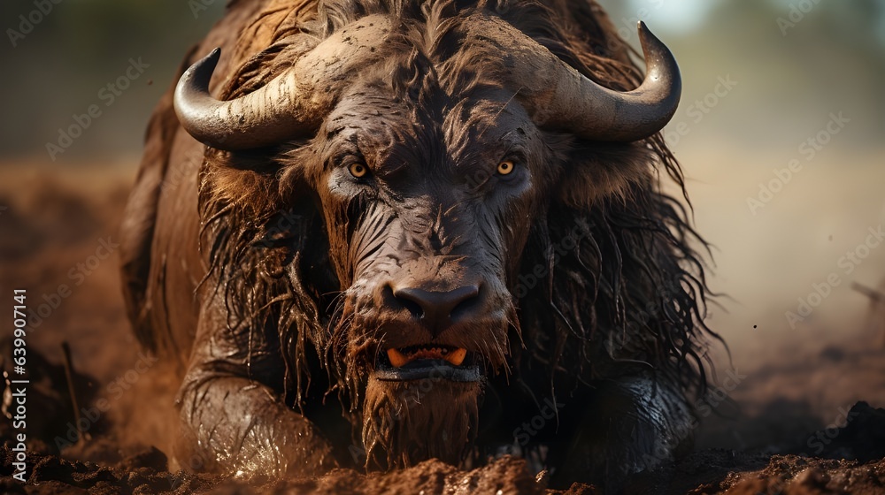 Naklejka premium buffalo in the field