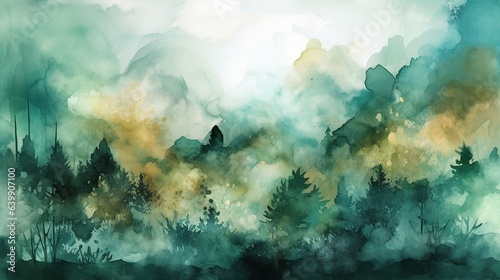Forest Green A Deep Green Watercolor Background with Organic Texture and Natural Elegance