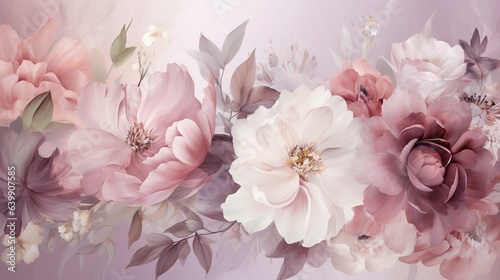 Blushing Blooms A Soft and Romantic Background with Delicate Flowers and Subtle Beauty