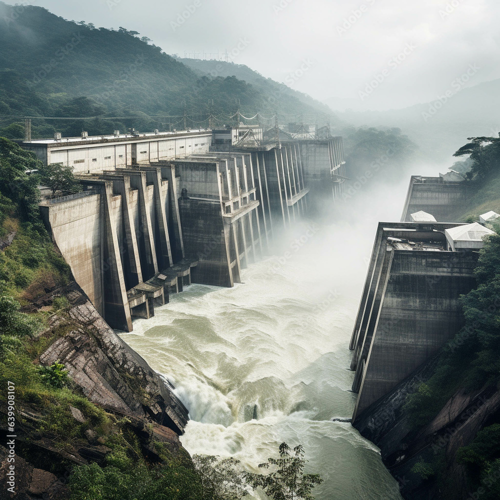Hydropower in Latin America. The continent is home to four of the 10 largest hydroelectric power plants in the world. Concept photo of hydroelectric plant for power generation.