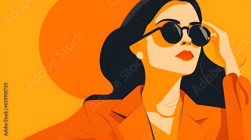 Business Woman with Sunglasses in Orange