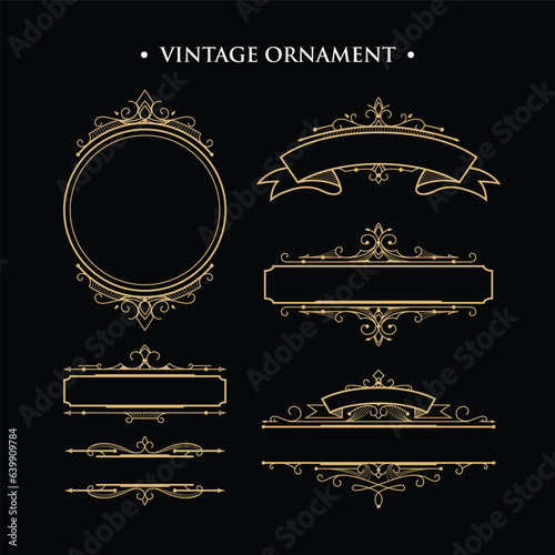 Golden vintage frames modern gold elegant vector