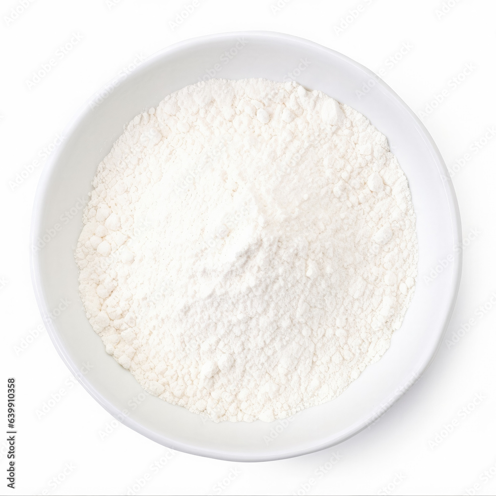 Milk powder isolated on white background top view Milk powder isolated on white background top view