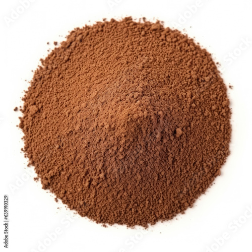 Ground coffee isolated on white background top view 