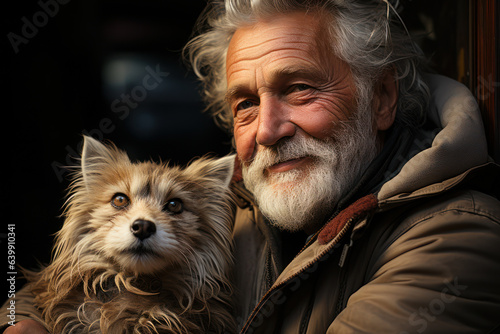 Pet Companionship. Seniors spending time with their pets, embodying the joy and companionship animals bring into their lives. Generative AI.