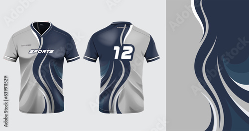 Sport jersey template mockup grunge abstract design for football soccer, racing, gaming, running, gray color