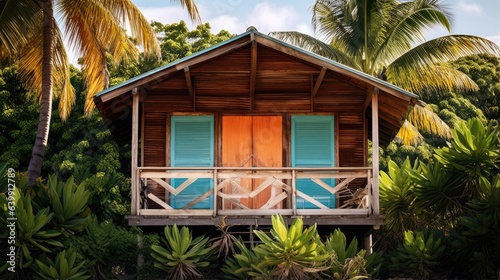 A cabin at a tropical beach