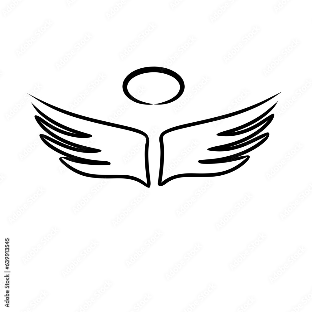 hand drawn wing and nimbus icon hand drawn wing and nimbus icon