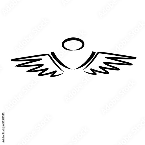 hand drawn wing and nimbus icon