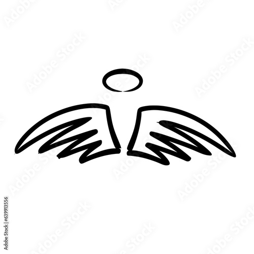 hand drawn wing and nimbus icon