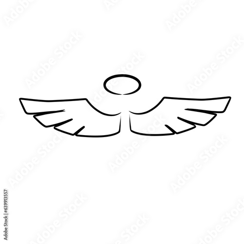 hand drawn wing and nimbus icon