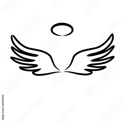 hand drawn wing and nimbus icon