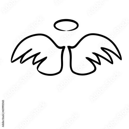 hand drawn wing and nimbus icon