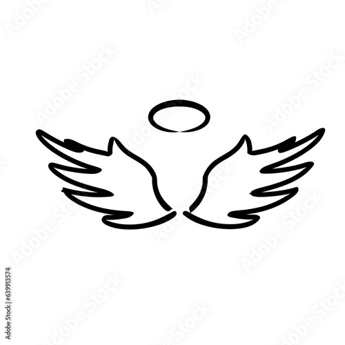 hand drawn wing and nimbus icon