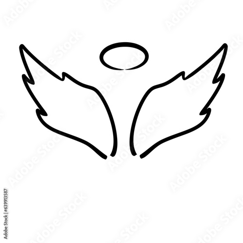 hand drawn wing and nimbus icon