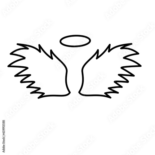 hand drawn wing and nimbus icon