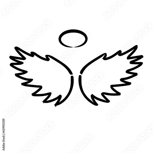 hand drawn wing and nimbus icon