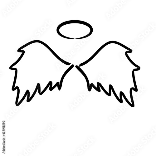 hand drawn wing and nimbus icon