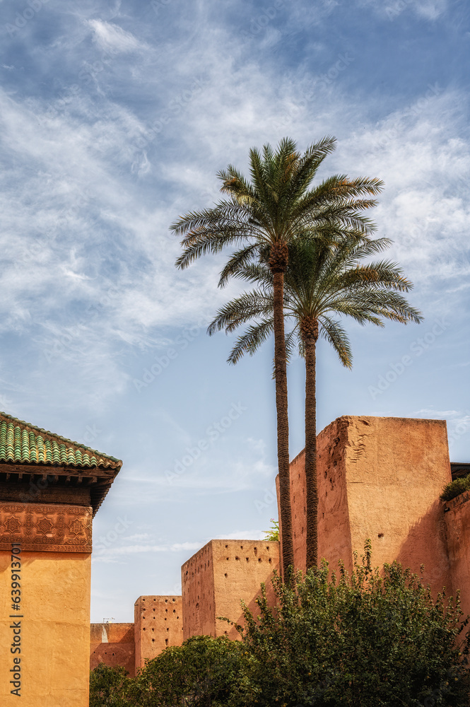 Buiding exterior of the Saadian tombs in Marrakech, Morocco