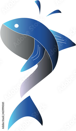  Blue Fish Logo. blue shark illustration