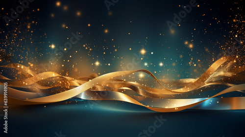 クリスマス お祝い 背景素材 リボン Gold 3d