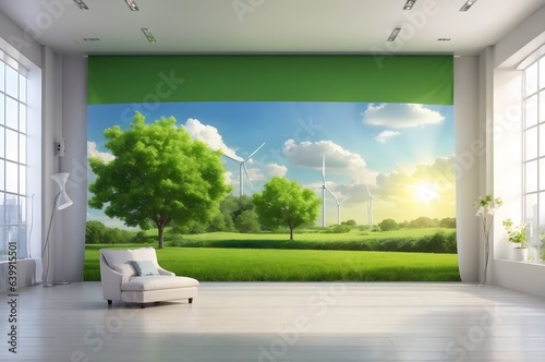 Green clean energy concept  sustainability background  renewable energy environmental banner with copy space text 