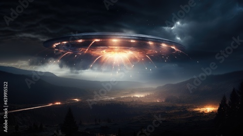 UFO with light in the sky