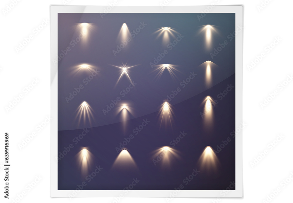 Vector illustration of light effects collection captured on photo Stock ...
