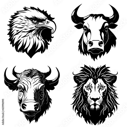 Wildlife Whimsy - Set of 4 Black Animal and Bird Silhouette Stencils