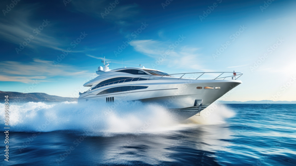 Large private motor yacht at sea Large private motor yacht at sea