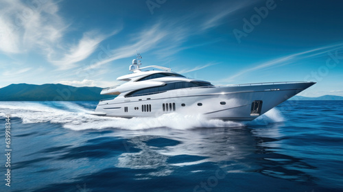 Large private motor yacht at sea