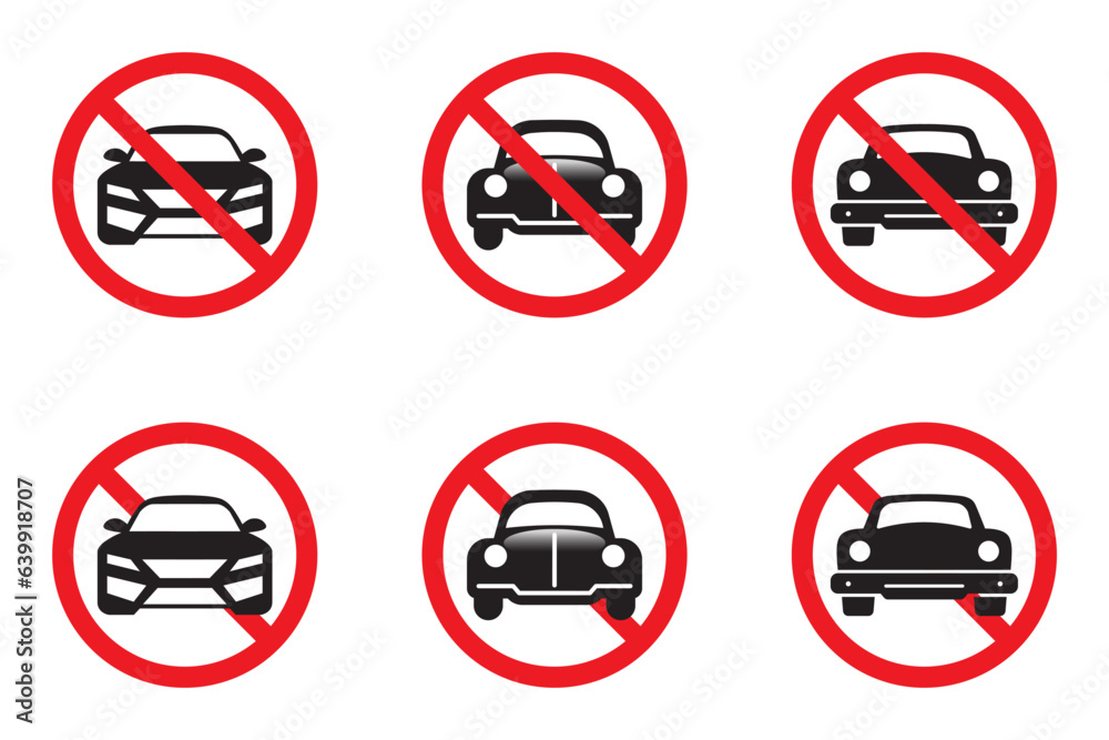 Car forbidden sign. Vector illustration.