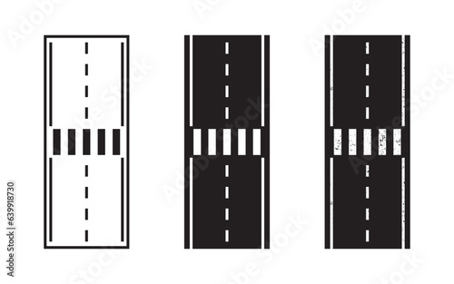 Road with crosswalk icon. Vector illustration.