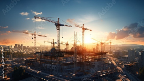 factory, industry, crane, construction, futuristic, pipe, industrial building, facility, system, structure. background image is factory and industry, there have large crane, to construction building. © sornthanashatr