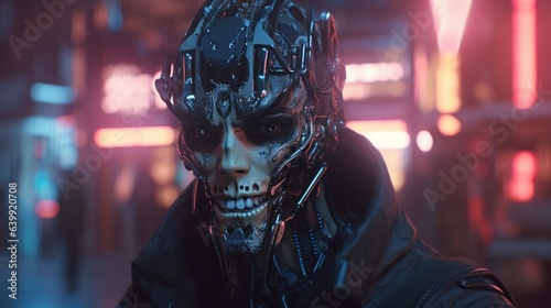 Cyberpunk skeleton.Generative AI