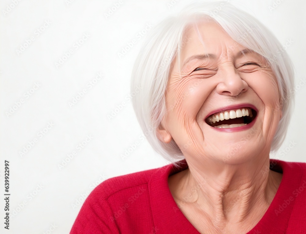 Adorable elderly woman smiling with happiness. Healthy face skin care beauty, dental, skincare cosmetics, on white background. Adorable elderly woman smiling with happiness. Healthy face skin care beauty, dental, skincare cosmetics, on white background.