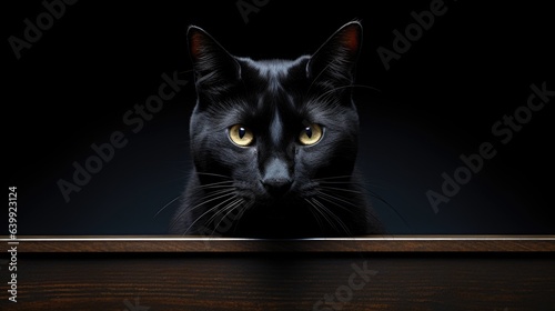 black background and black cat